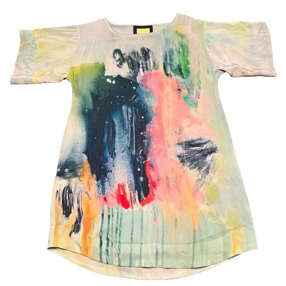 Anthropologie Maeve Painted 100% Silk Watercolor Tunic Dress Size XS - Picture 4 of 14